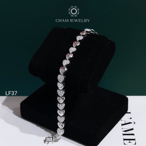 Lắc Tay LF37 CHAM JEWELRY, Lắc Kiểu Trái Tim Full Moissanite C&C (Barcode OCL15)