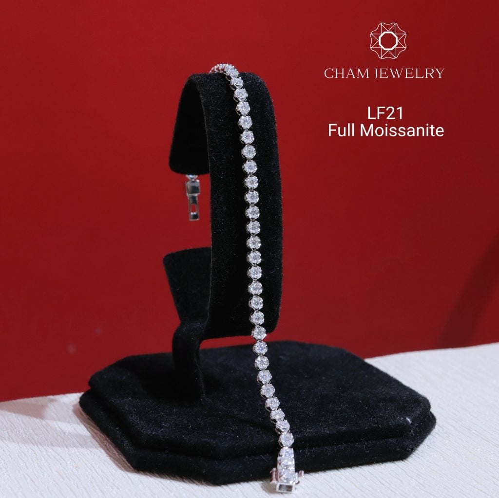 Lắc Tay LF21 CHAM JEWELRY, Lắc Tay Full Moissanite Cao Cấp 2.5mm (Barcode OPL01)