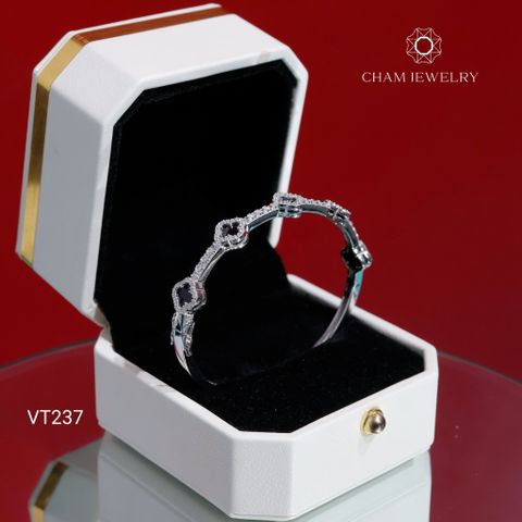 Vòng Tay VT237 CHAM JEWELRY, Vòng Nửa Hàng Cỏ 4 Lá 7.5mm (Barcode TVB324V).