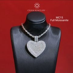 Mặt Dây Chuyền MC15 CHAM JEWELRY , Full Moissanite Cao Cấp, Mặt Trái Tim (Barcode OPM01).
