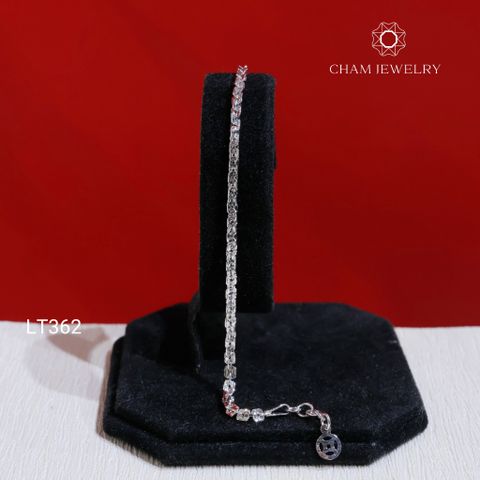 Lắc Tay LT362 CHAM JEWELRY , Xoắn Vuông 4.0mm Charm Kim Tiền  (Barcode TLBC665).