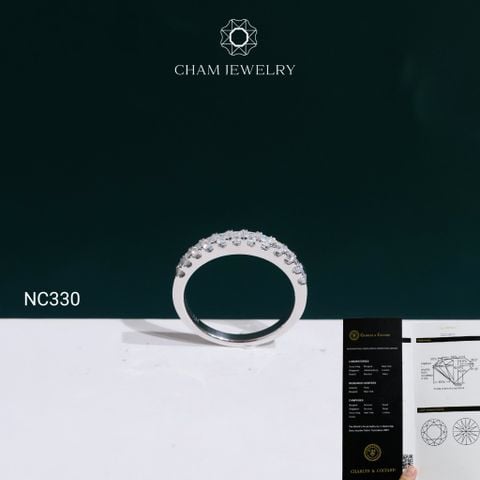 Nhẫn NC330 CHAM JEWELRY, Nhẫn Full Đá Moissanite C&C 2.0mm (Barcode OCNN128)