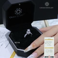 Nhẫn NC119 CHAM JEWELRY, Full Đá Moissanite, Chủ 5.4mm
