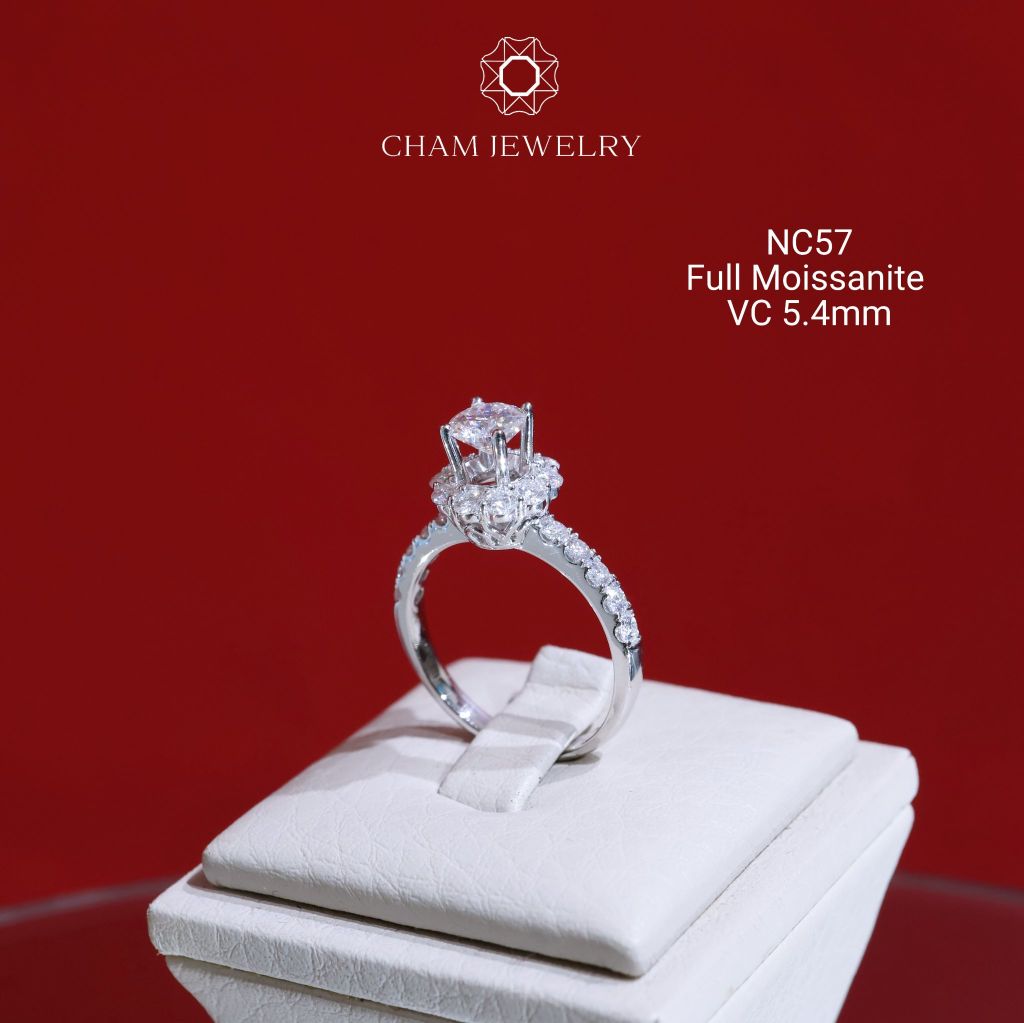 Nhẫn NC57 CHAM JEWELRY, Full Kim Cương Moissanite Chủ 5.5mm (Barcode ONNU42)