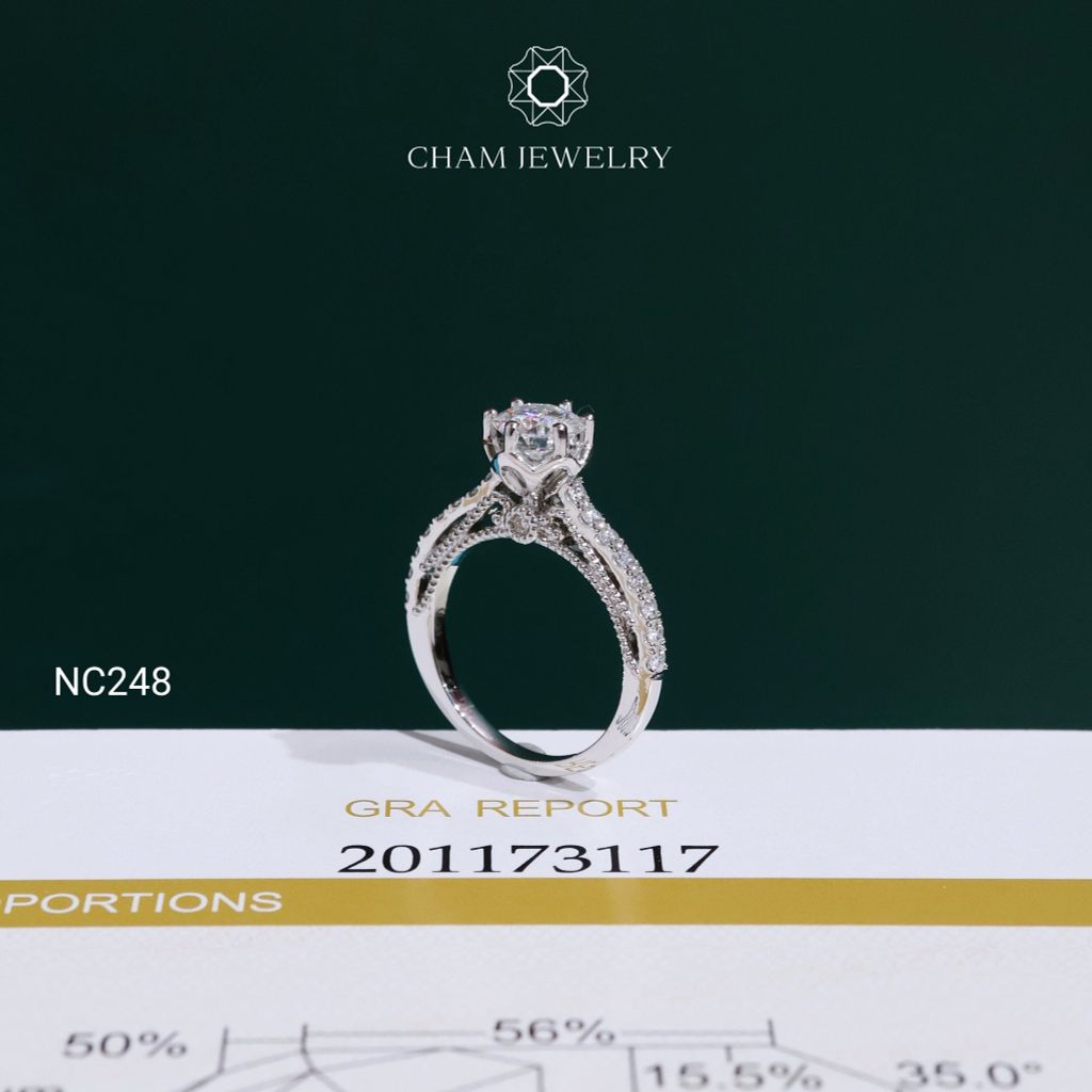 Nhẫn NC248 CHAM JEWELRY, Nhẫn Full Đá Moissanite Chủ 6.3mm (Barcode OCNN63)
