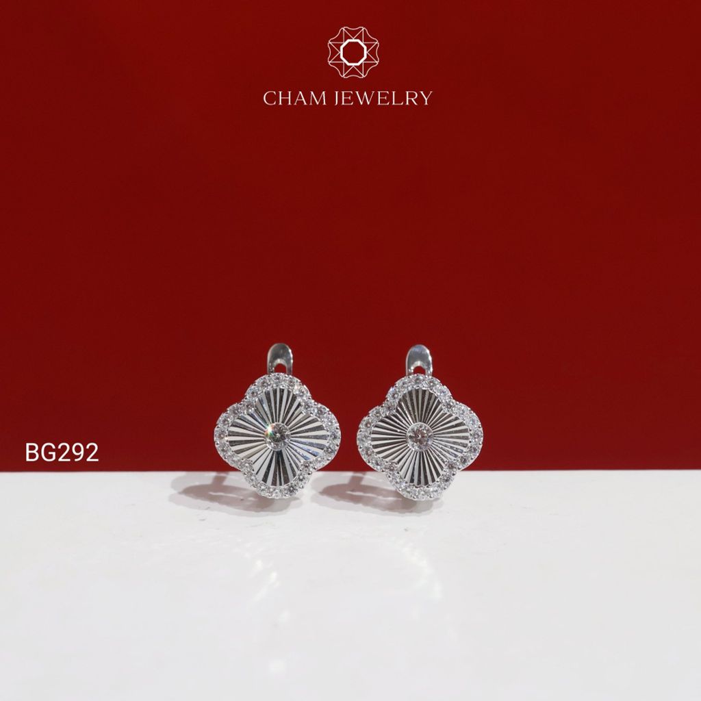 Hoa Tai BG292 CHAM JEWELRY, Cỏ 4 Lá Bản 9.0mm ( TBG929 ).