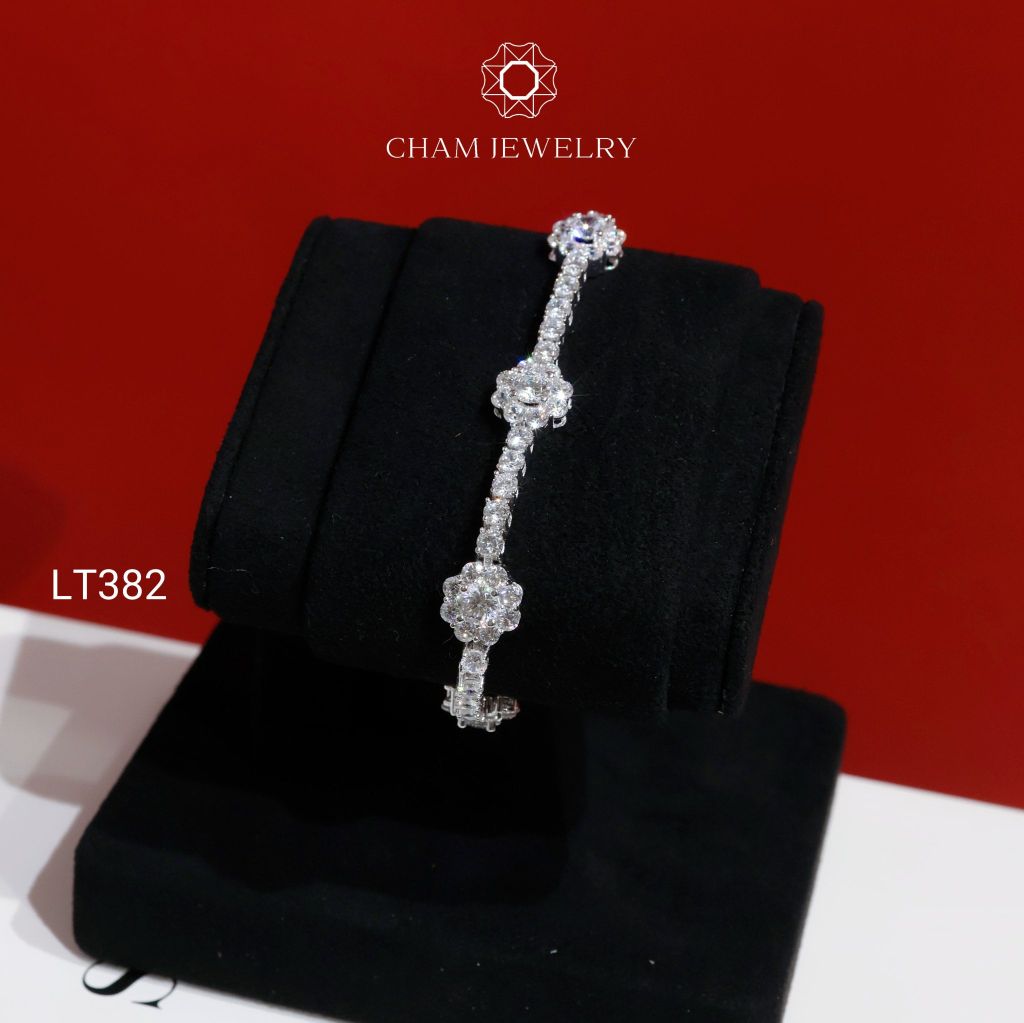 Lắc Tay LT382 CHAM JEWELRY, Lắc Tay Kiểu Full Đá Chủ 4.5mm(Barcode NLHN32)
