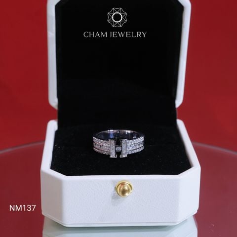 Nhẫn NM137 CHAM JEWELRY, Nhẫn Chữ H Bản 5.5mm (Barcode CNNAM47).