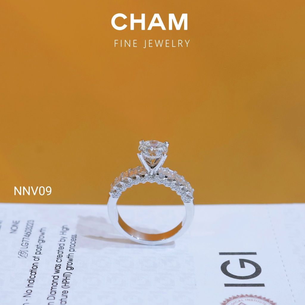 Nhẫn Nữ NNV09 Vàng 10k Chủ 6.3mm E VVS2 Kim Cương Lab Grown Diamond