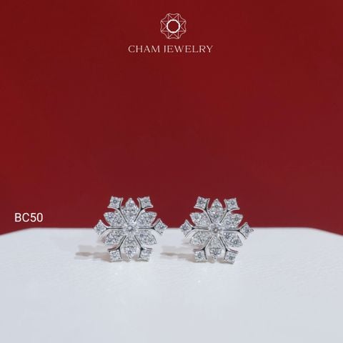 Hoa Tai CHAM JEWELRY BC50, Full Moissanite  (Barcode OHB02)