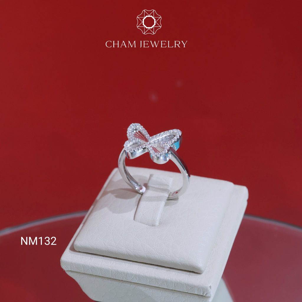 Nhẫn NM132 CHAM JEWELRY, Nhẫn Bướm Chạm Máy Bản 12.0mm (Barcode CNN140)