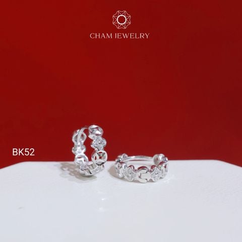 Hoa Tai BK52 CHAM JEWELRY, Hoa Tai Kim Tiền Bản 3.5mm (Barcode TBK282).