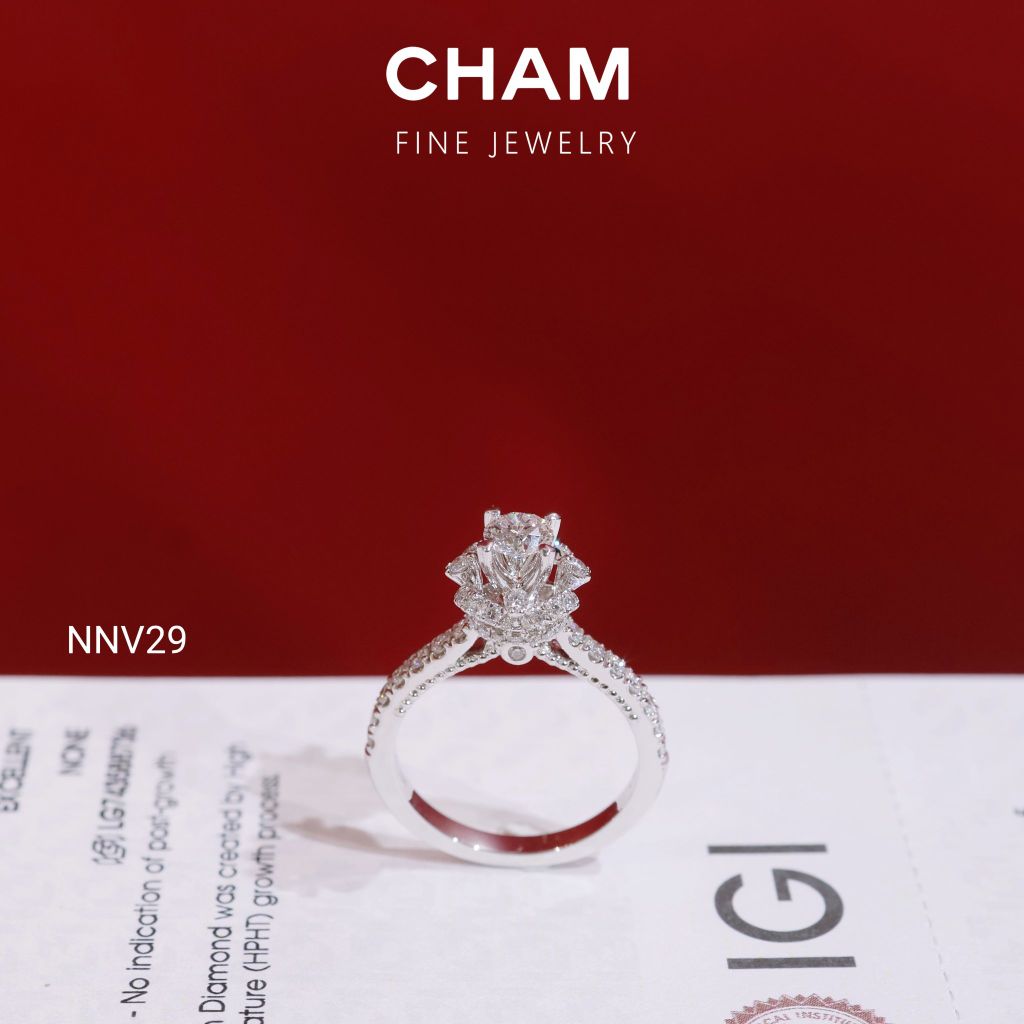 Nhẫn Nữ NNV29 Vàng 10k Chủ 4.5mm Kim Cương Lab Grown Diamond