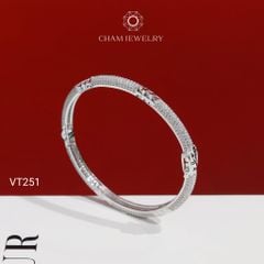 Vòng Tay CHAM JEWELRY VT251, Vòng Kiểu Full Đá Tấm Bản 4.0mm (Barcode PVH142)