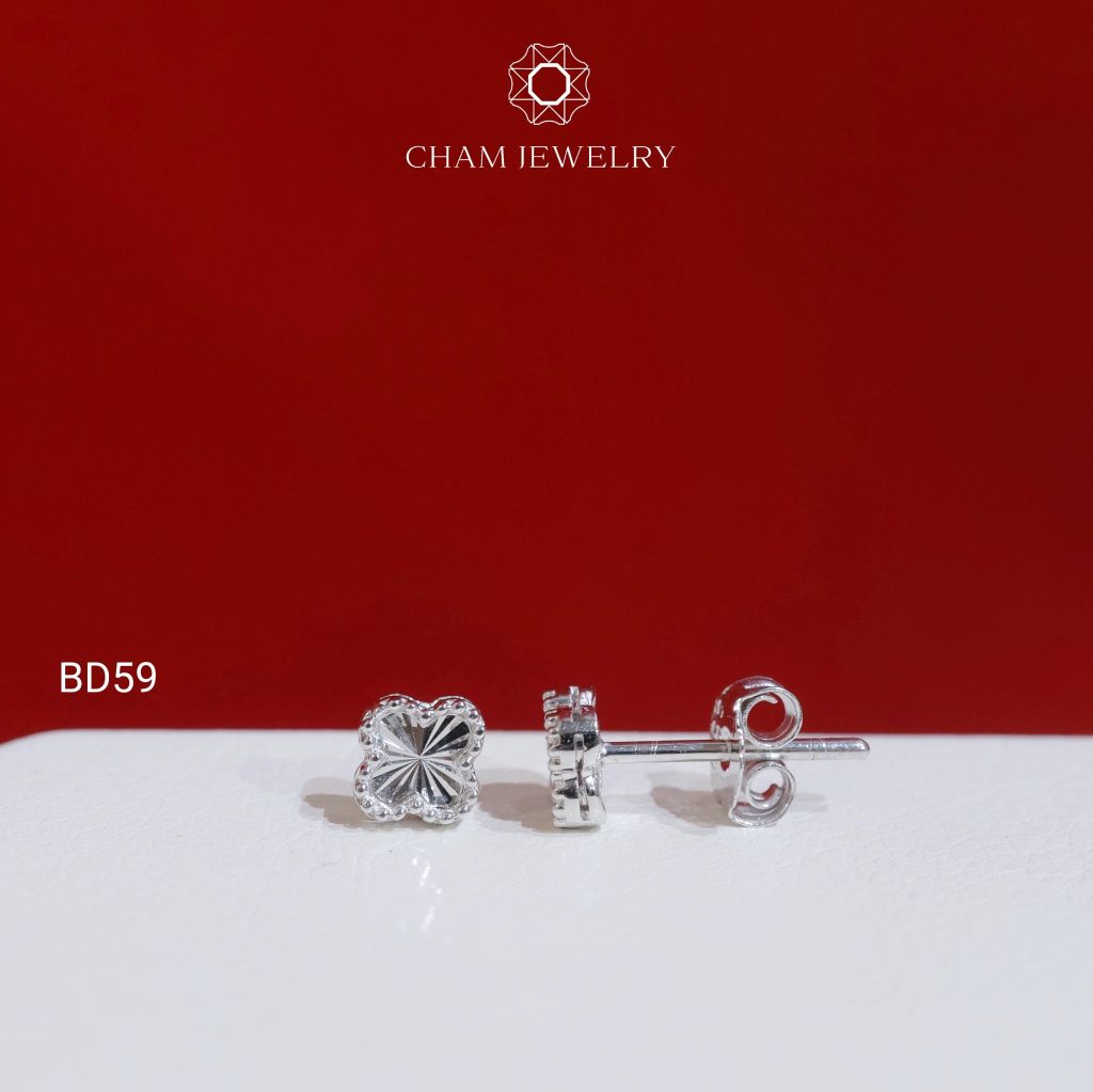Hoa Tai BD59 CHAM JEWELRY, Hoa Tai Cỏ 4 Lá Bản 4.5mm (Barcode TBD1687).