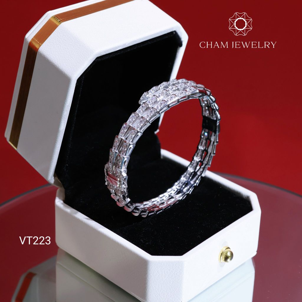 Vòng Tay VT223 CHAM JEWELRY, Vòng Tay Rắn Full Đá (Barcode CV7129).