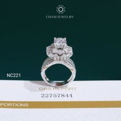 Nhẫn NC221 CHAM JEWELRY, Nhẫn Full Đá Moissanite Chủ 7.2mm (Barcode OCNN55)