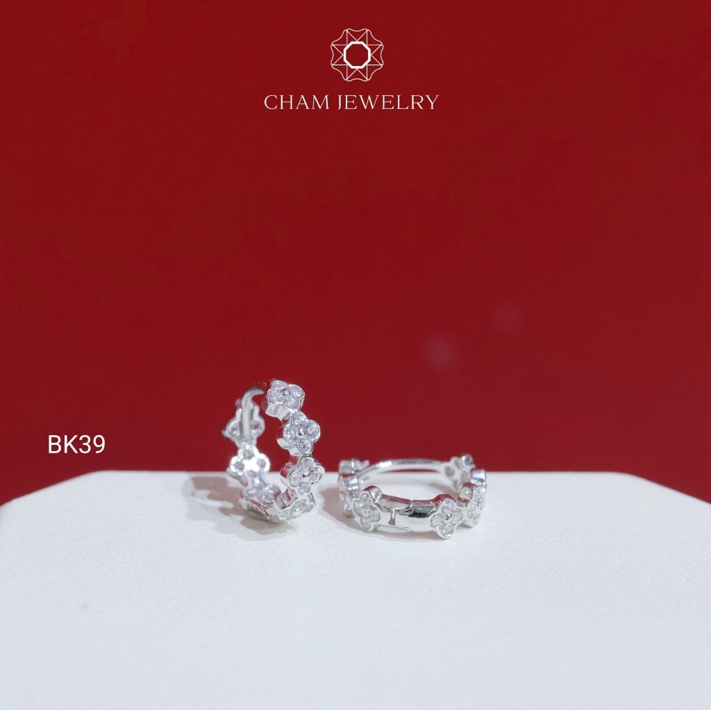 Hoa Tai BK39 CHAM JEWELRY, Hoa Tai Khoen Cỏ 4 Lá (Barcode TBK310).