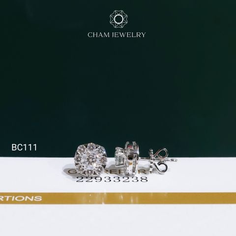 Hoa Tai BC111 CHAM JEWELRY, Hoa Tai Chủ 4.5mm Full Moissanite (OCB20)