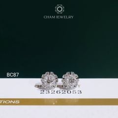 Hoa Tai BC87 CHAM JEWELRY, Hoa Tai Full Moissanite Chủ 4.0mm (Barcode OCB12)