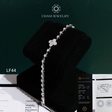 Lắc Tay LF44 CHAM JEWELRY, Lắc Kiểu Hoa 4 Cánh Full Moissanite C&C (Barcode OCL21)