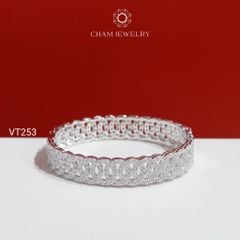 Vòng Tay CHAM JEWELRY VT253, Vòng Kiểu Full Đá Tấm Bản 10.0mm (Barcode PVH166)