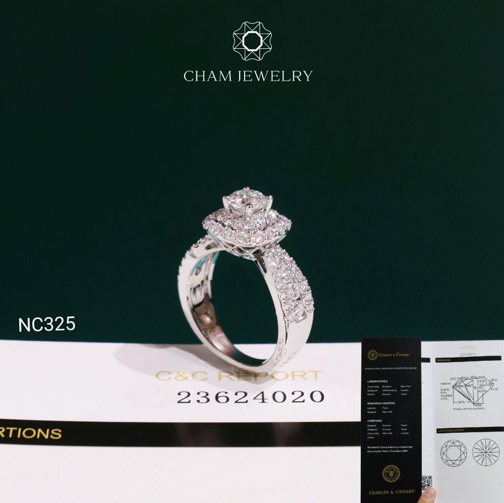 Nhẫn NC325 CHAM JEWELRY, Chủ 5.4mm Đá Moissanite C&C (OCNN172)