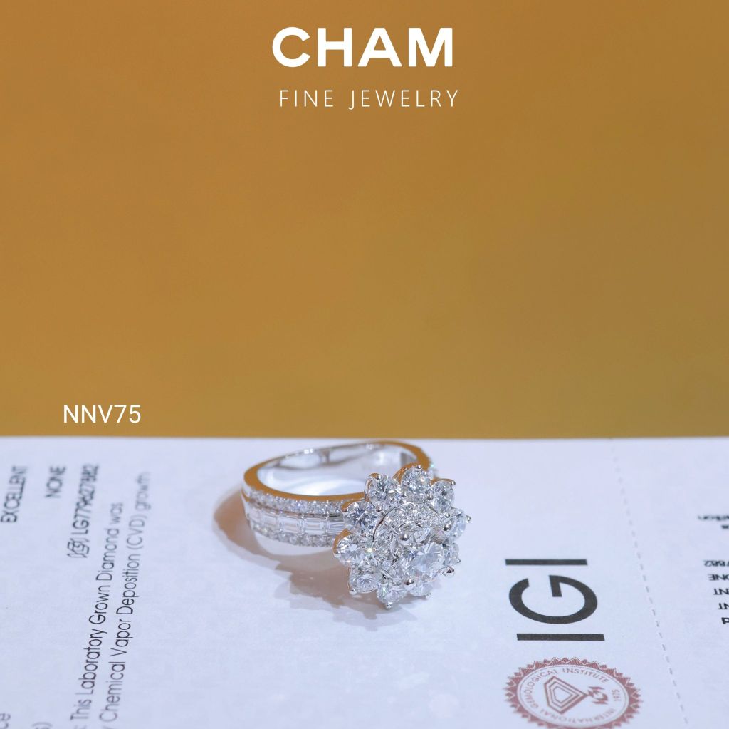 Nhẫn Nữ NNV75 Vàng 10k Chủ 5.4 Kim Cương Lab Grown Diamond