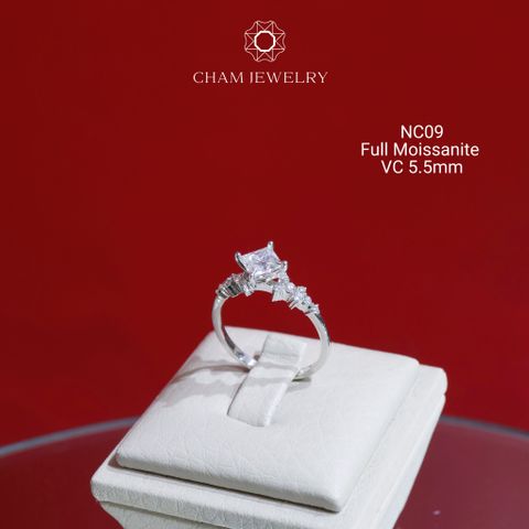 Nhẫn CHAM JEWELRY NC09 Full Moisannite Cao Cấp, Chủ 5.0mm (Barcode ONNU123)