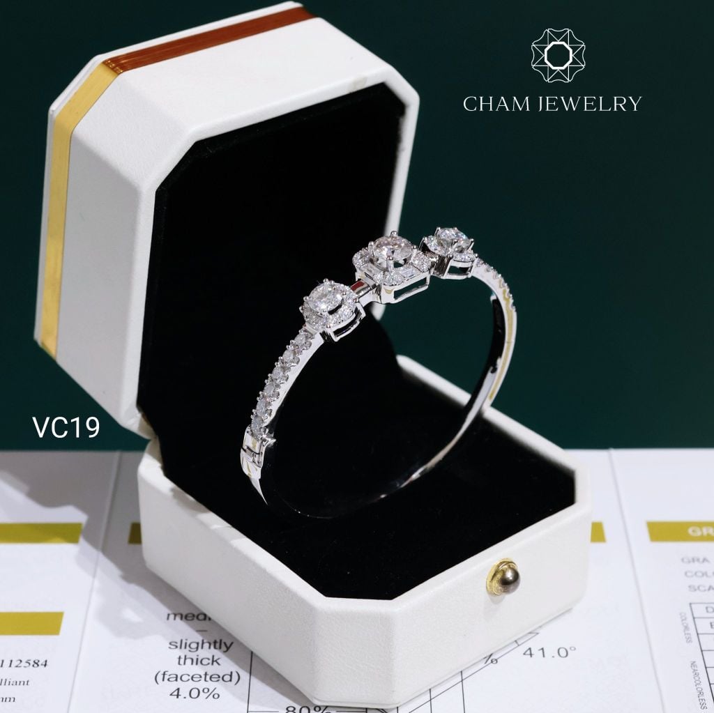 Vòng Tay VC19 CHAM JEWELRY, Vòng Full Moissanite Chủ 5.4mm (Barcode OHV02).