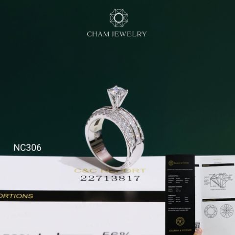 Nhẫn NC306 CHAM JEWELRY, Đá Moissanite C&C Chủ 5.4mm (Barcode OCNN135)