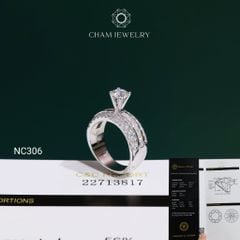 Nhẫn NC306 CHAM JEWELRY, Đá Moissanite C&C Chủ 5.4mm (Barcode OCNN135)