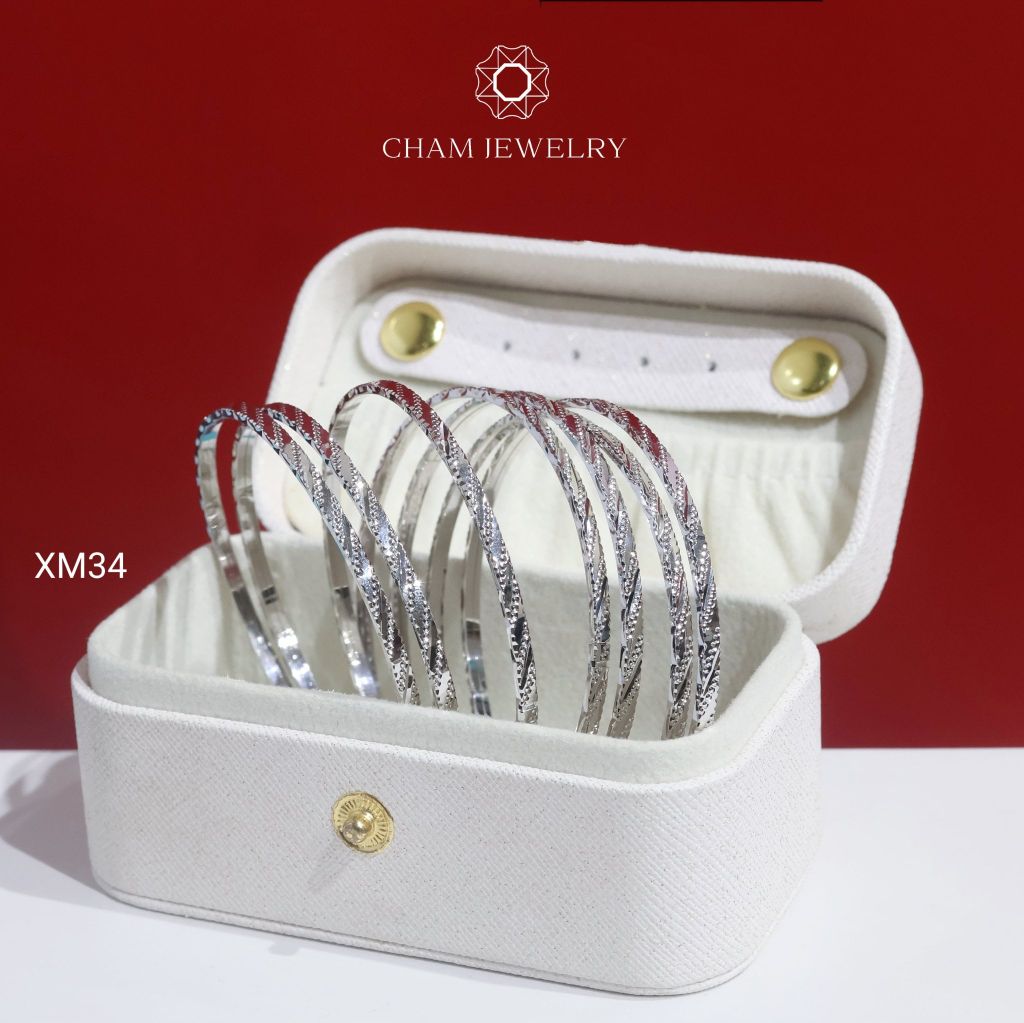 Vòng Tay XM34 CHAM JEWELRY, Ximen Kiểu Chạm Máy Bản 2.5mm (Barcode TXC131).