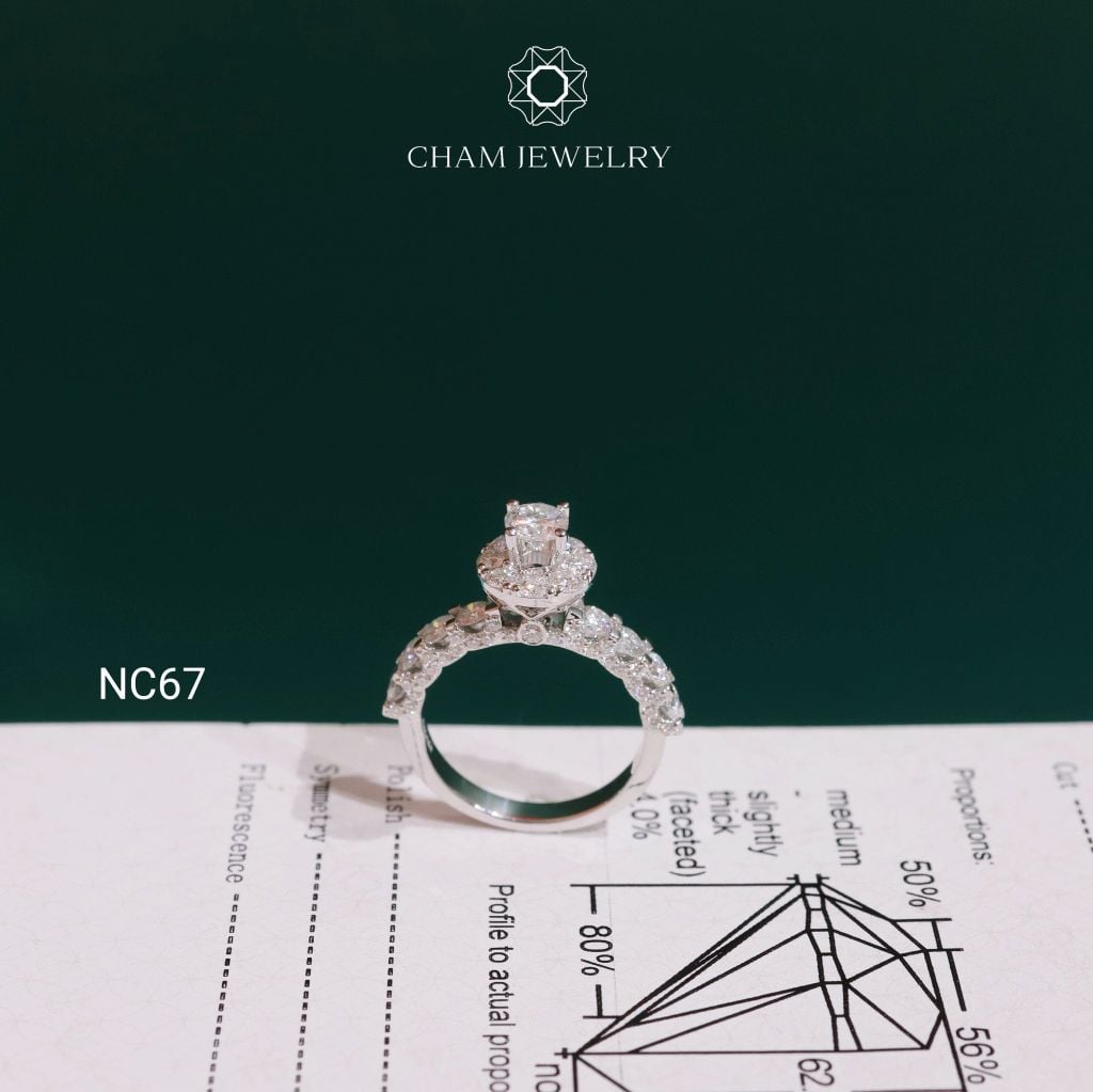 Nhẫn NC67 CHAM JEWELRY, Full Moissanite Chủ 4.5mm (Barcode ONNU79)