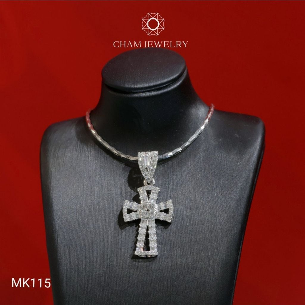 Mặt Dây Chuyền MK115 CHAM JEWELRY, Mặt Thánh Giá Full Đá (Barcode TMTG156)