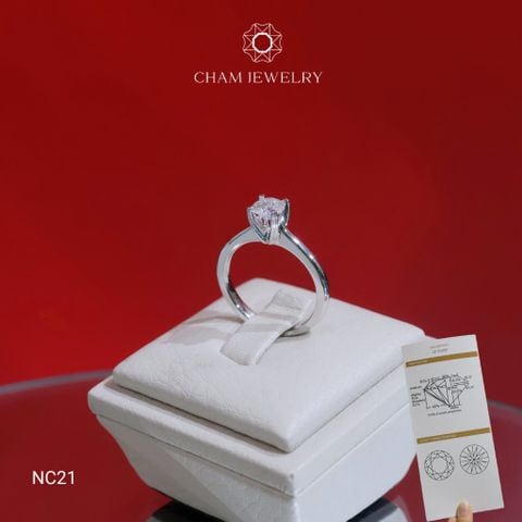 Nhẫn CHAM JEWELRY NC21, Full Moisannite Cao Cấp Nhẫn Trơn 1 Hột Chủ 5mm, Có Giấy Kiểm Định ( Barcode TNKH0003, Moi0020).