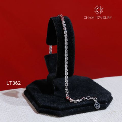 Lắc Tay LT362 CHAM JEWELRY , Xoắn Vuông 4.0mm Charm Kim Tiền  (Barcode TLBC665).