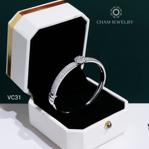 Vòng Tay VC31 CHAM JEWELRY, Vòng Tay Kiểu Chủ 3.5mm Full Moissanite C&C (OCV20).