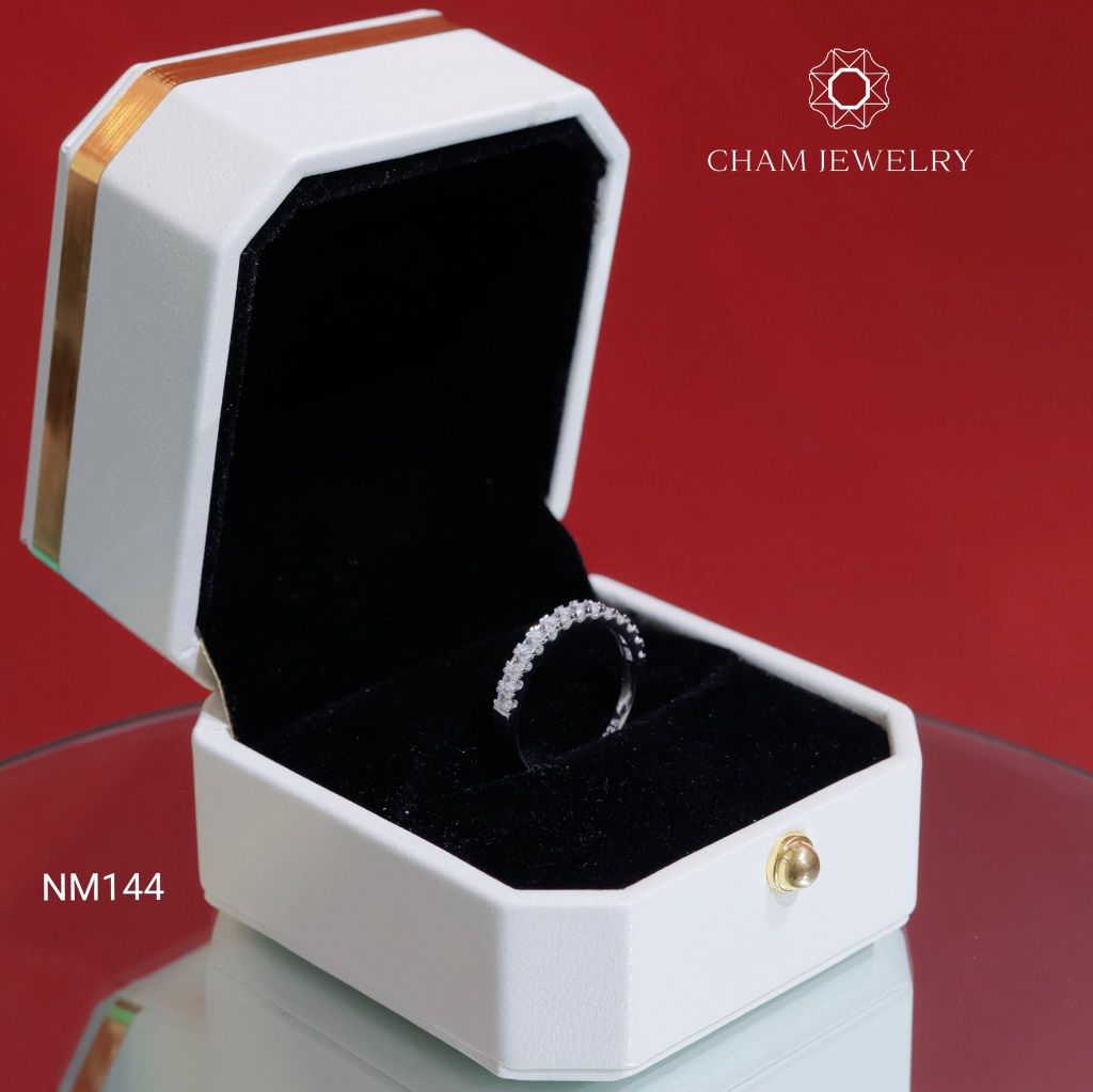 Nhẫn NM144 CHAM JEWELRY, Nhẫn Nửa Hàng Đá Barget Vuông 2.5mm (Barcode TNT810).