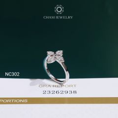 Nhẫn NC302 CHAM JEWELRY, Nhẫn Kết Full Moissanite Cỏ 4 Lá  (Barcode OCNN100)