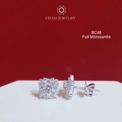 Hoa Tai CHAM JEWELRY BC48, Full Moissanite Chủ 3.6mm (Barcode OTB01)
