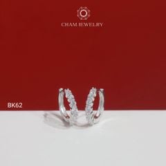 Hoa Tai BK62 CHAM JEWELRY, Hoa Tai Khoen Tròn Nửa Hàng Đá 2.0mm (Barcode TBK377).