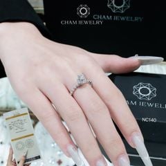 Nhẫn NC140 CHAM JEWELRY, Full Đá Moissanite Chủ 4.5mm (Barcode ONNU202)
