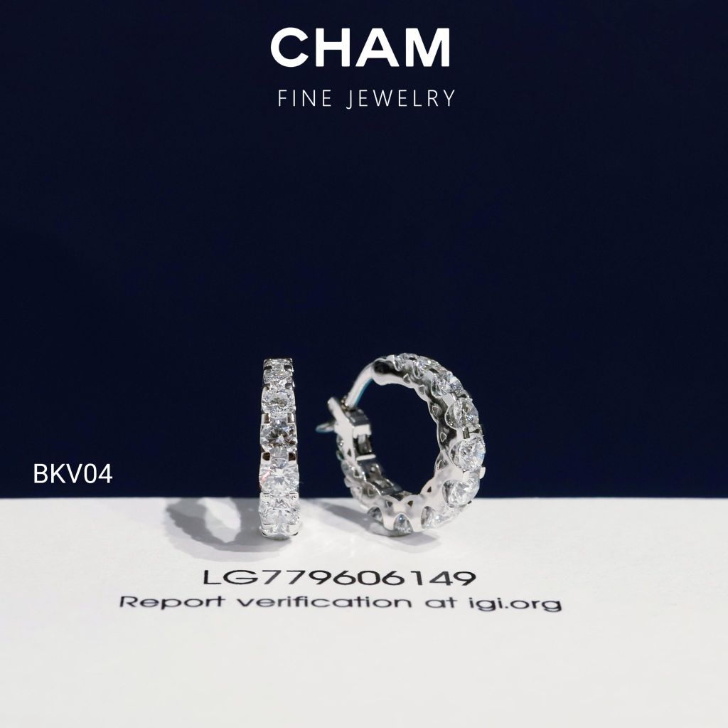Hoa Tai BKV04 Vàng 10k Kim Cương Lab Grown Diamond (Barcode BT182)