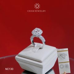 Nhẫn NC130 CHAM JEWELRY, Full Đá Moissanite Chủ 6.5mm (Barcode OTN05)