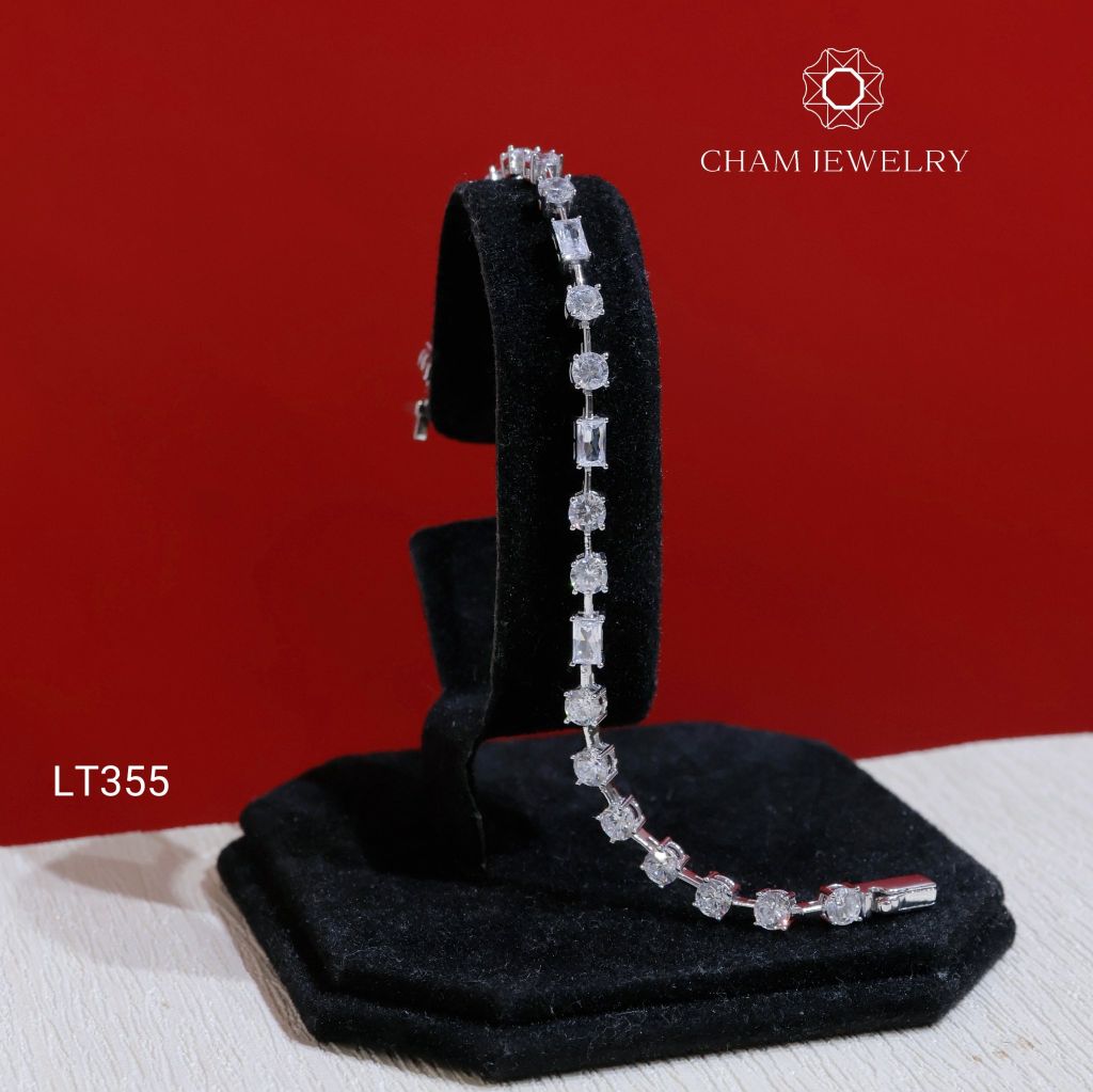 Lắc Tay LT355 CHAM JEWELRY , Lắc Chữ Nhật Kết 4.0mm (Barcode KLT53).
