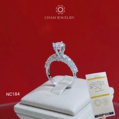Nhẫn NC184 CHAM JEWELRY, Full Đá Moissanite Chủ 6.3mm (Barcode ONN253)