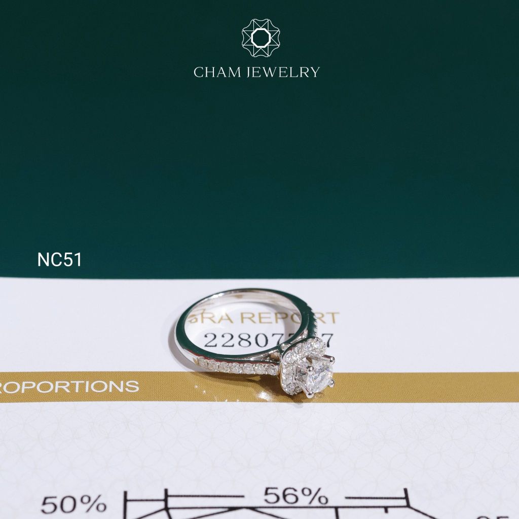 Nhẫn NC51 CHAM JEWELRY, Full Moissanite 4.5mm (C-OCNN38).