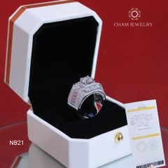 Nhẫn Nam NB21 CHAM JEWELRY, Full Moissanite Cao Cấp, Chủ 7.2mm (Barcode ONNA54)