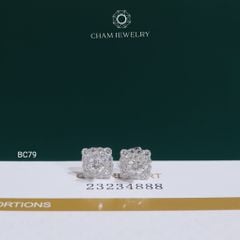 Hoa Tai BC79 CHAM JEWELRY, Hoa Tai Full Moissanite Chủ 4.0mm (Barcode OB93)